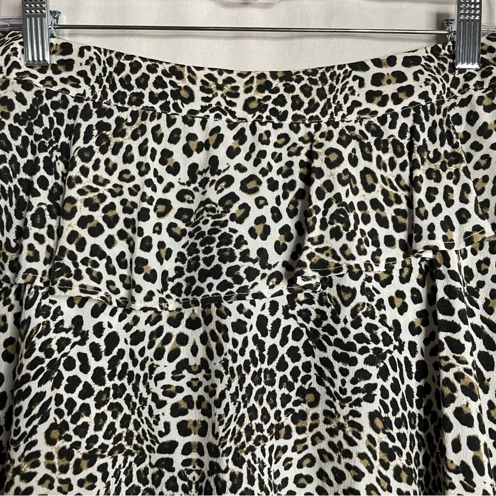 Zara Ruffle Leopard Print Mini Skort Skirt Boho Animal Cheetah Print - Picture 8 of 14